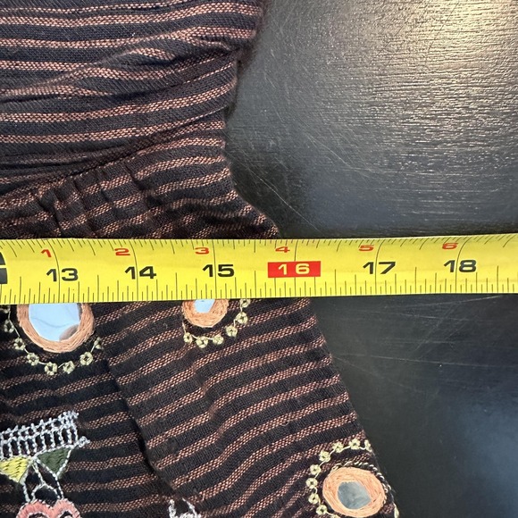 Free People Top Womens Small Black Pink Embroidered Boho Beaded Tassel Festival - Picture 9 of 10